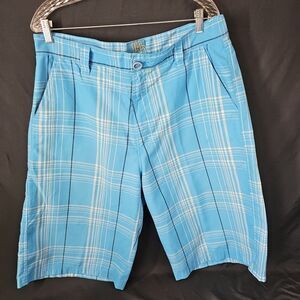 VINTAGE Royal Blue Shorts Mens 38 Blue/white Plaid Baggy Cotton Skater Loose Y2K